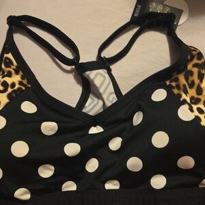 PINK Victoria's Secret Black Polka Dot Sports Bra